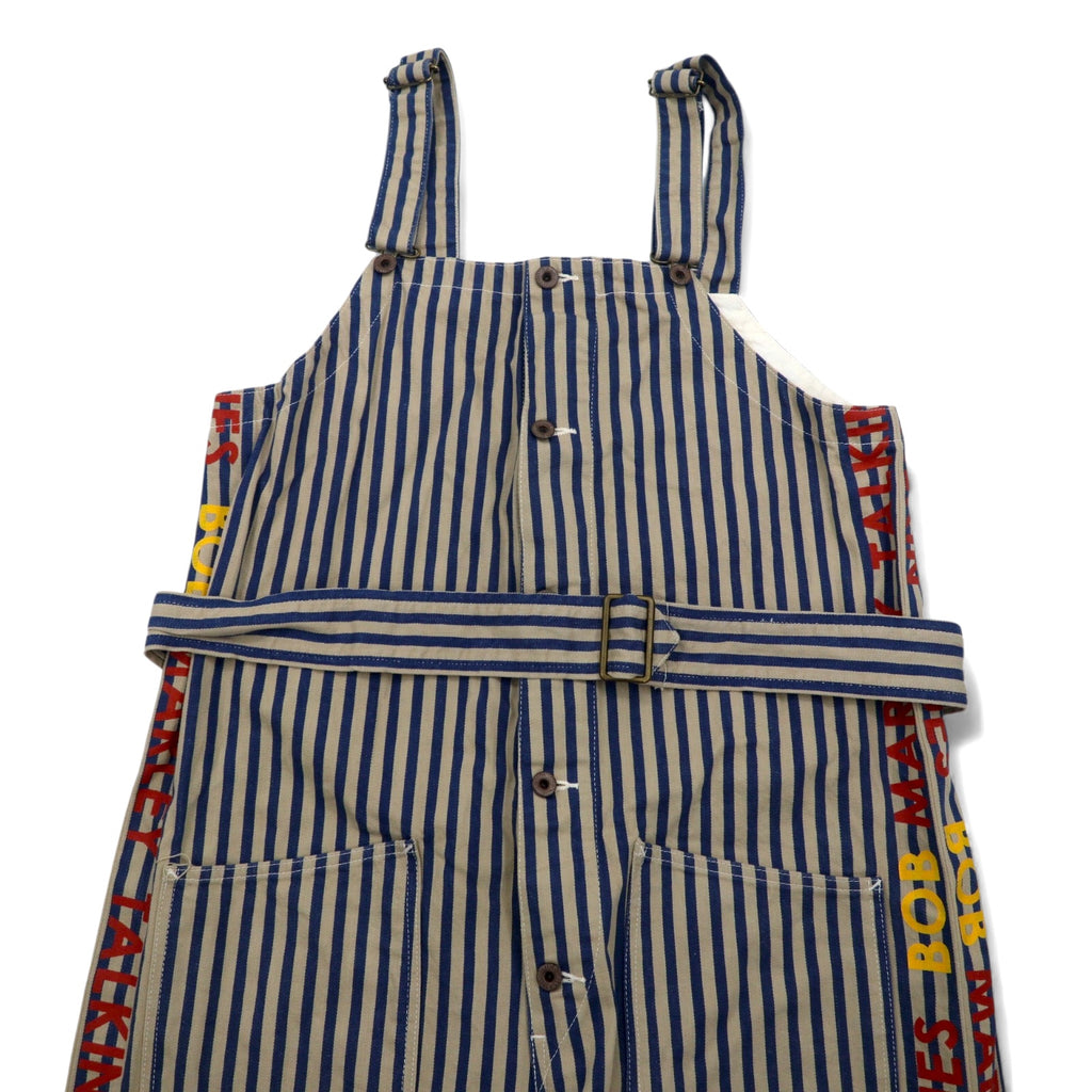 KAPITAL × ZION ROOTSWEAR Overalls 4 Blue Beige Stripe SINGS BOB MARLEY TALKIN' BLUES COLLECTION Bob Marley BK190P011