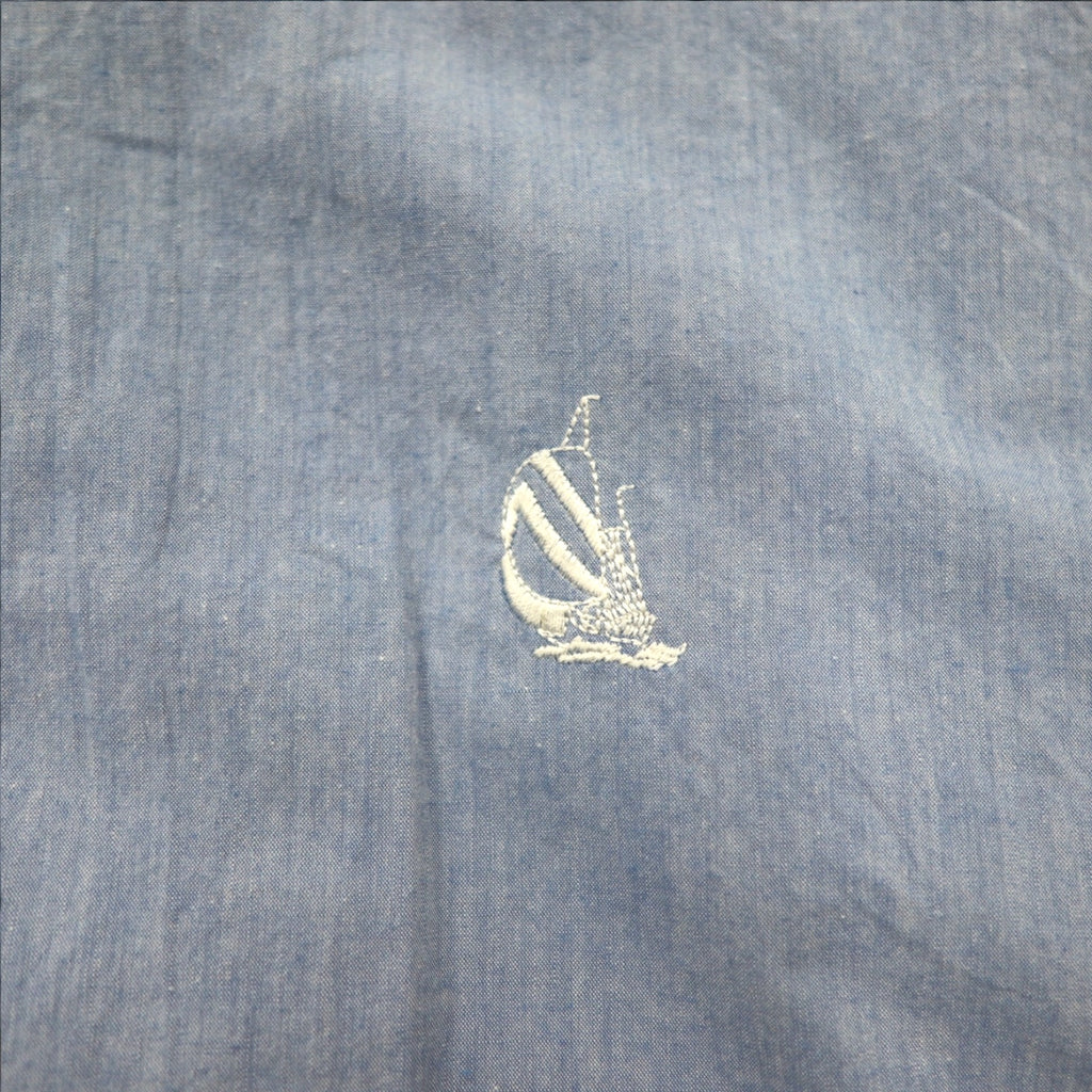 nautica 90s pullover chambray shirt, XL, blue, cotton, one-point logo embroidery
