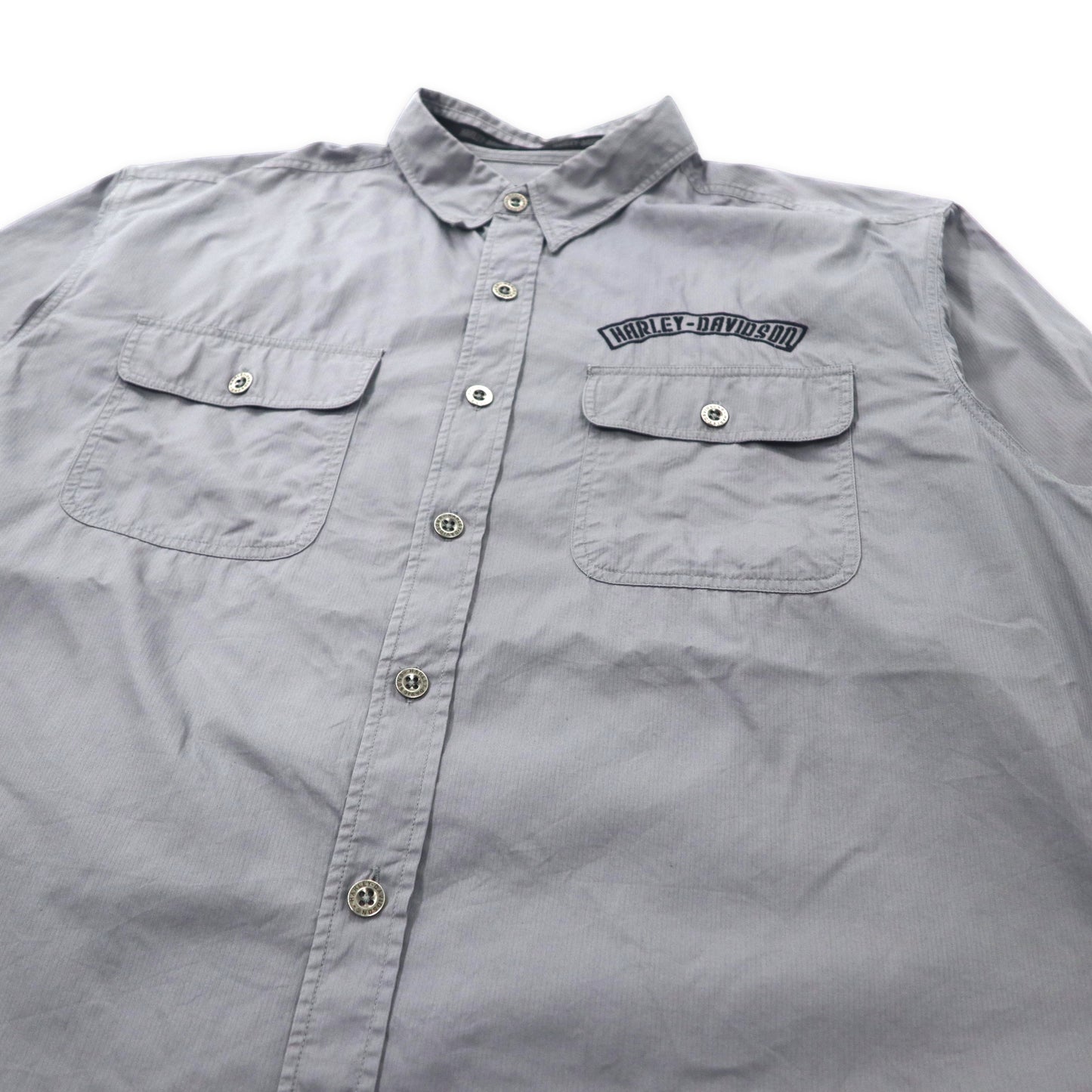 HARLEY DAVIDSON ワークシャツ XL グレー コットン