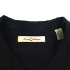 TOMMY BAHAMA Silk Open-Collar Aloha Shirt, XL, Black, Boxy Silhouette, Back Logo, Cocktail Embroidery