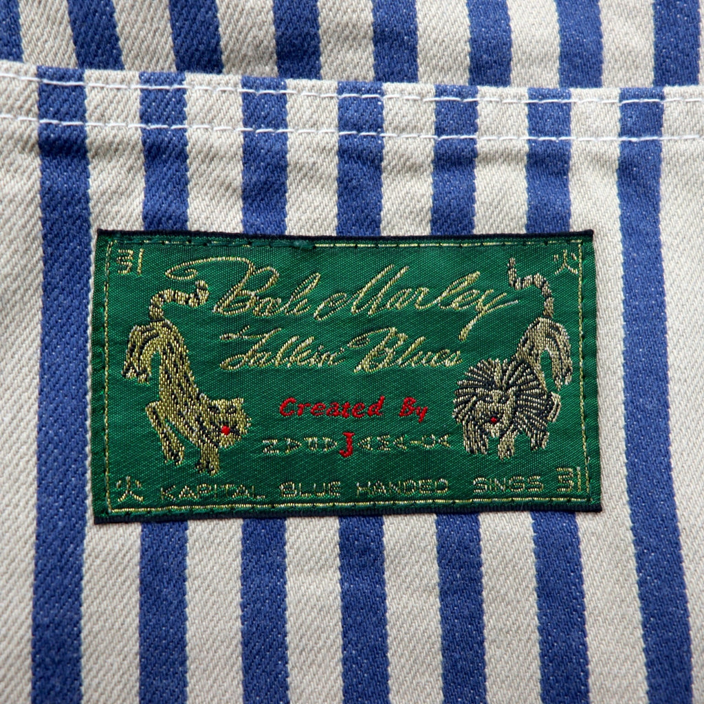 KAPITAL × ZION ROOTSWEAR Overalls 4 Blue Beige Stripe SINGS BOB MARLEY TALKIN' BLUES COLLECTION Bob Marley BK190P011