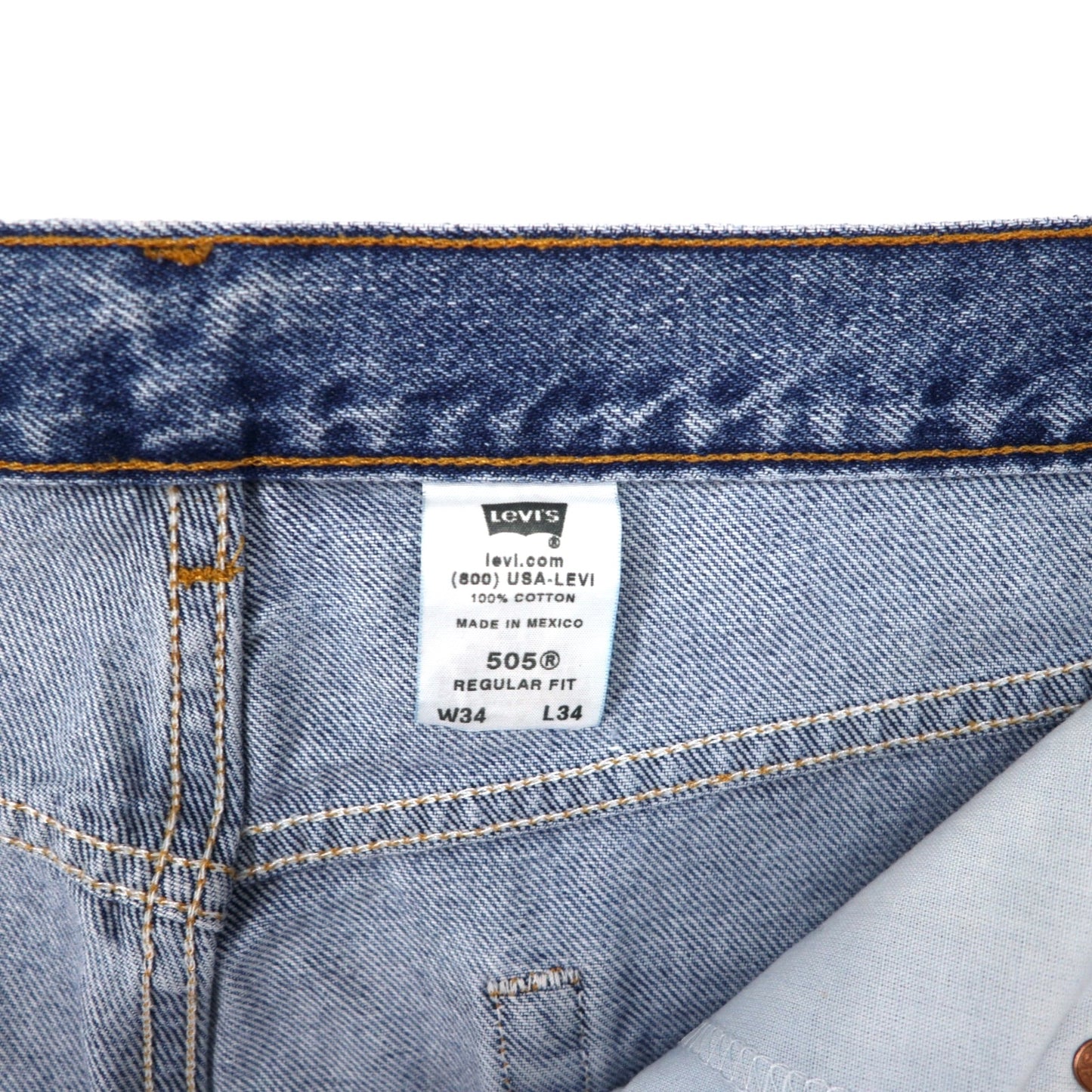 Levi's 00年代 505 レギュラーフィット デニムパンツ 34 ブルー コットン ジッパーフライ ボタン裏125 メキシコ製