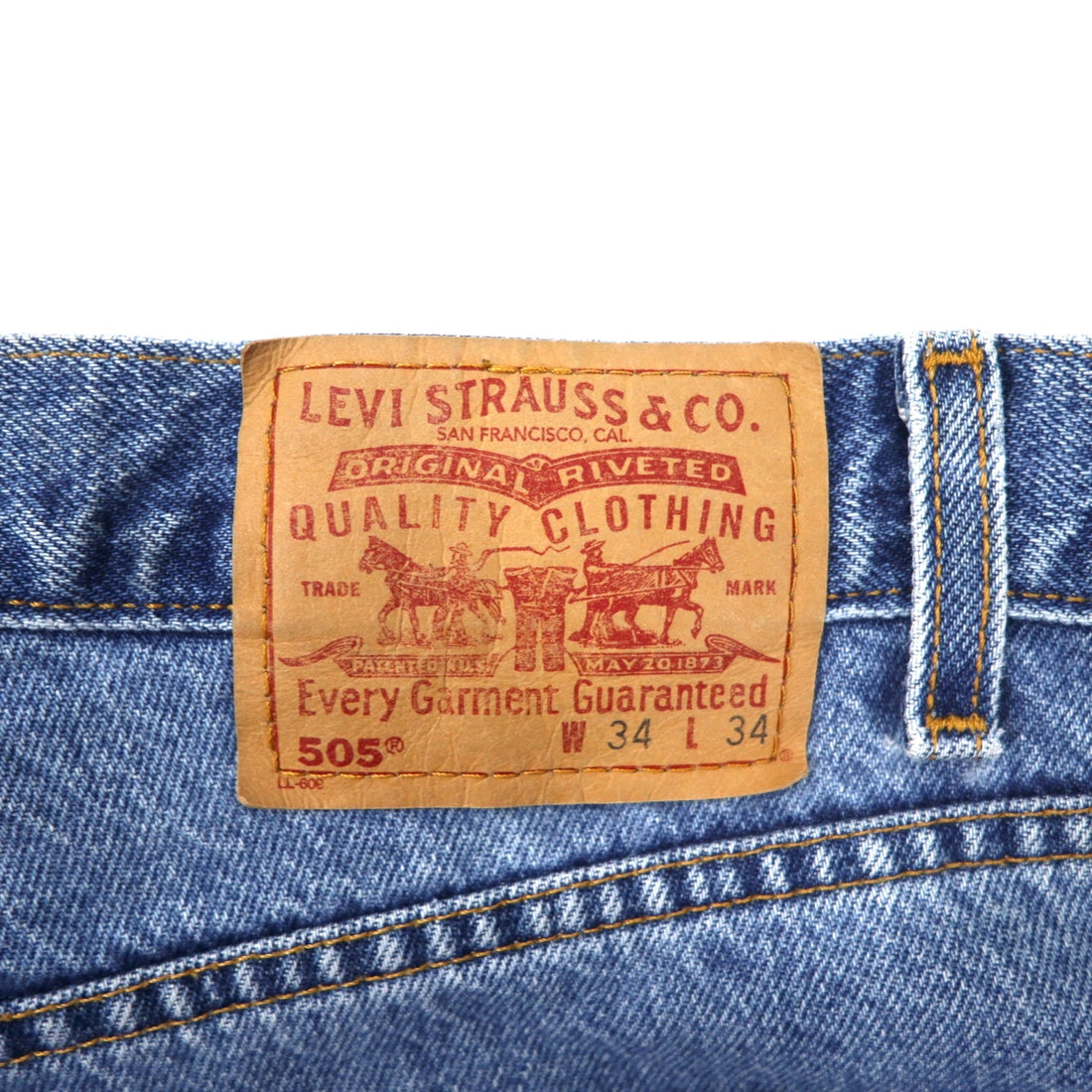 Levi's 00s 505 Regular Fit Denim Pants Size 34 Blue Cotton Zipper Fly Button Back 125 Made in Mexico