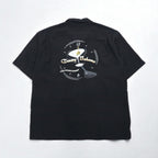 TOMMY BAHAMA Silk Open-Collar Aloha Shirt, XL, Black, Boxy Silhouette, Back Logo, Cocktail Embroidery