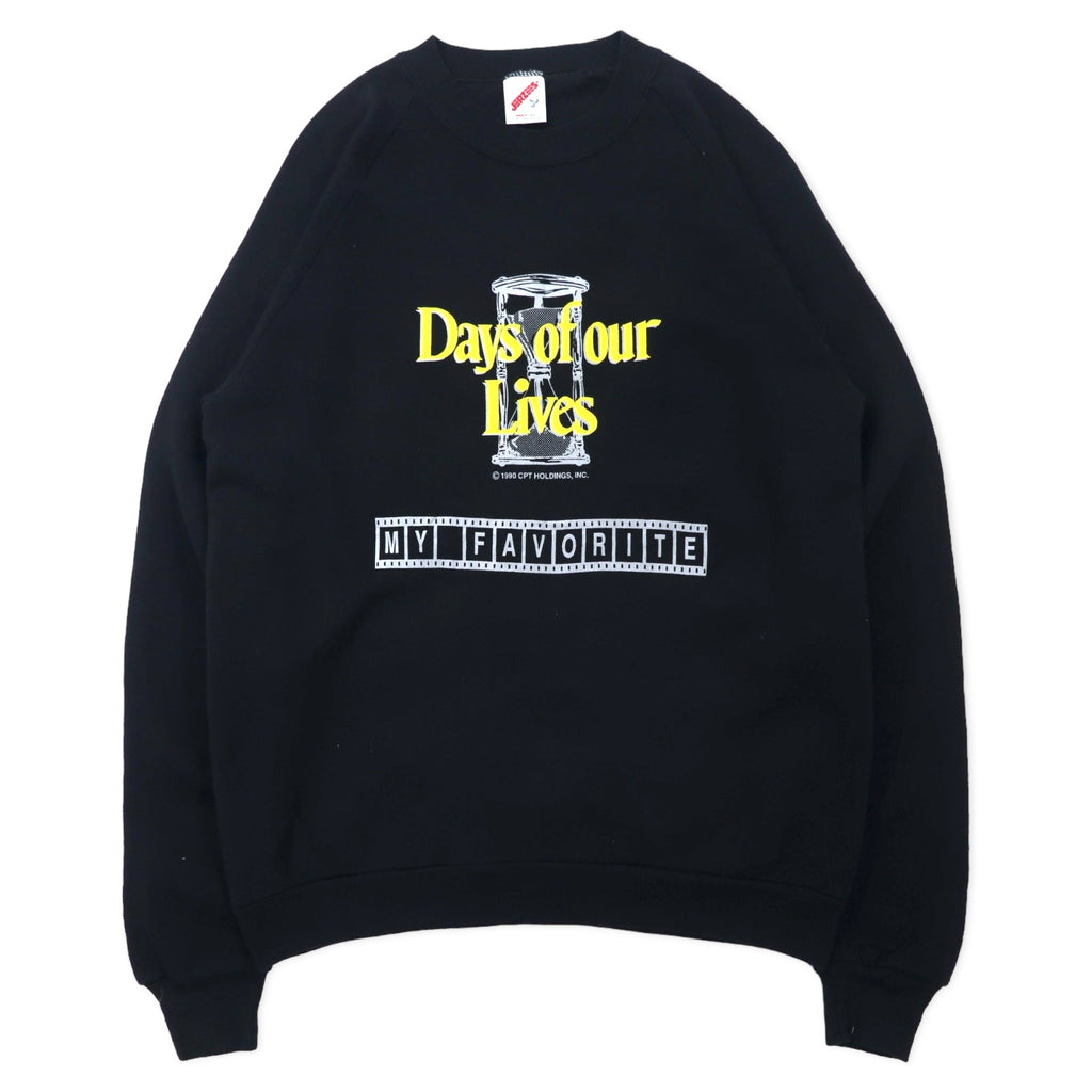 日本然リトテ-古着オンライン-JERZEES USA製 90年代 プリント スウェット L ブラック コットン 裏起毛 Days of our Lives-Jerzees USA MADE 90s Print SWEATSHIRT L Black Cotton BRUSHED LINING DAYS OUR LIVES