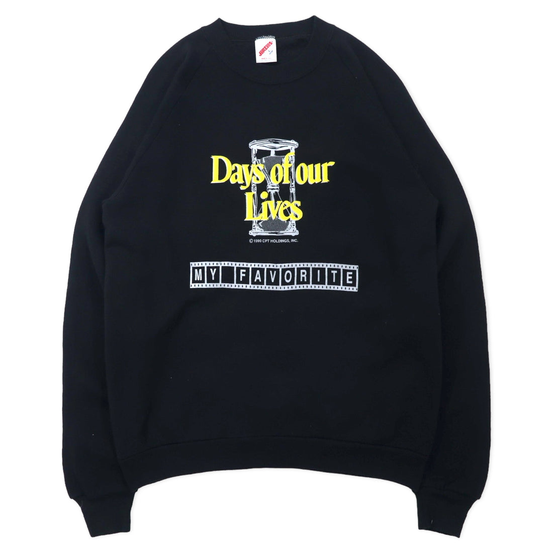 日本然リトテ-古着オンライン-JERZEES USA製 90年代 プリント スウェット L ブラック コットン 裏起毛 Days of our Lives-Jerzees USA MADE 90s Print SWEATSHIRT L Black Cotton BRUSHED LINING DAYS OUR LIVES