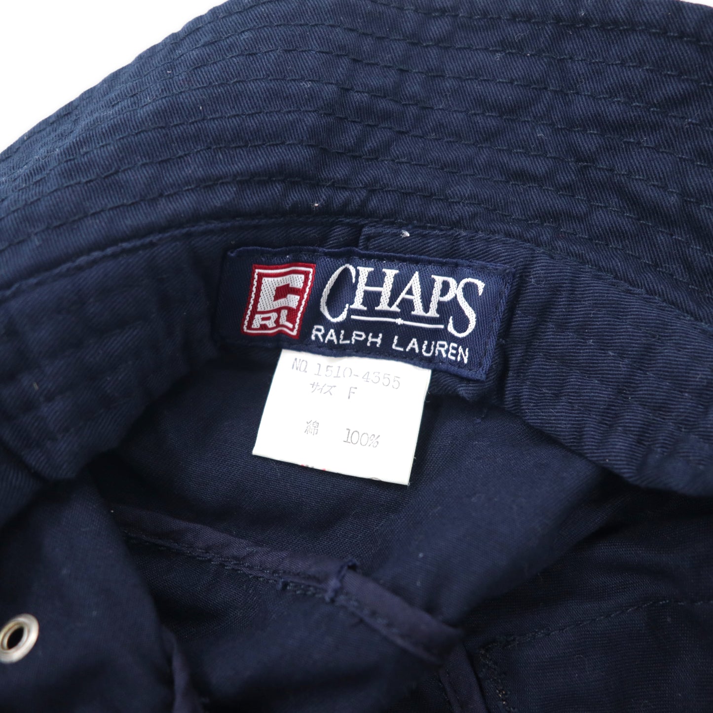 CHAPS RALPH LAUREN 90s Bucket hat Free Navy Cotton One Point Logo 