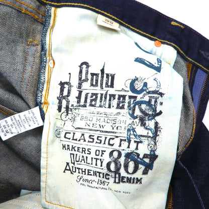 Polo Ralph Lauren リジッド デニムパンツ ジーンズ L インディゴ CLASSIC FIT 867 未使用品 ジッパーフライ レザーパッチ
