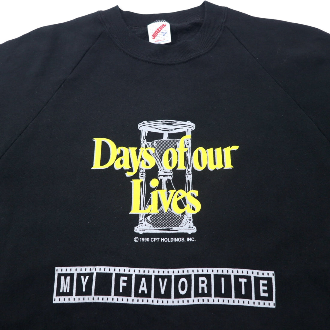 JERZEES USA Made 90s Printed Sweatshirt L Black Cotton Fleece Lining Days of our Lives
