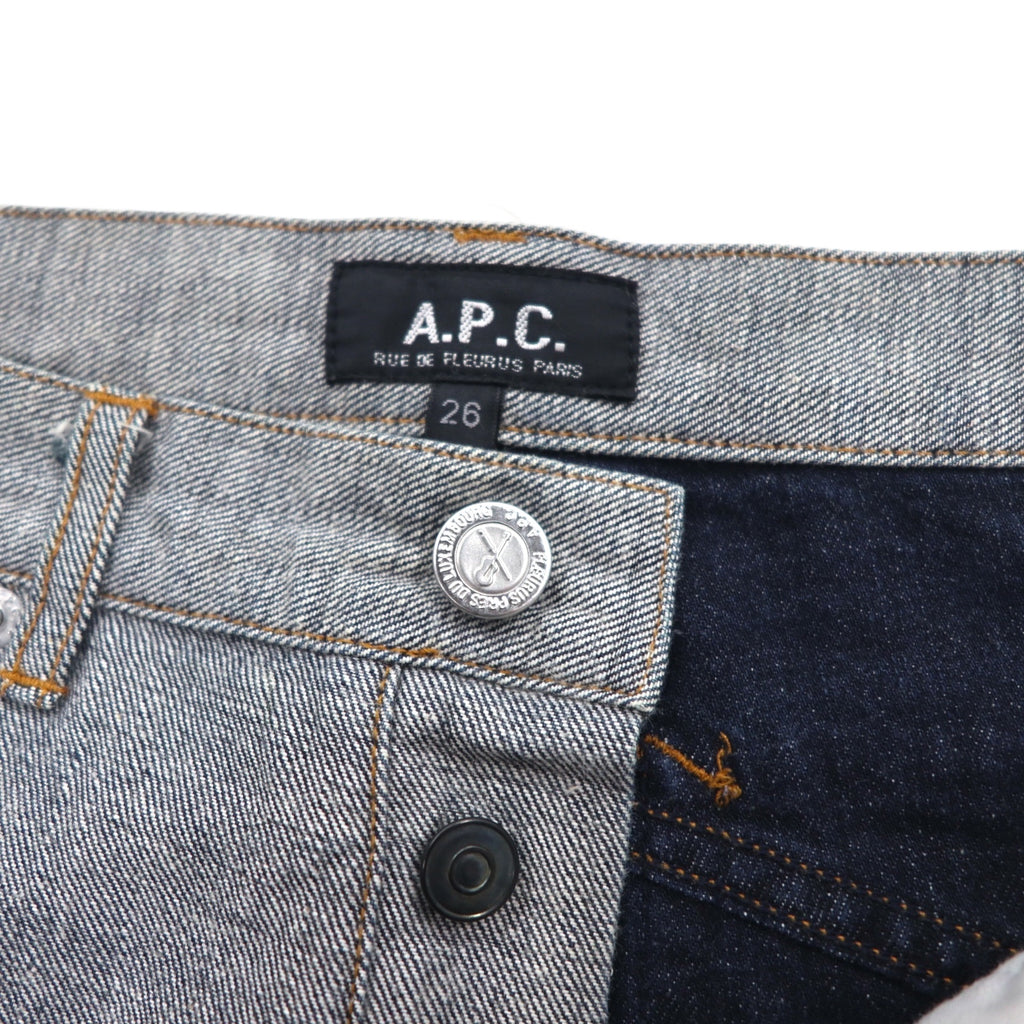 APC Inside-Out Design Denim Pants, Medium, Grey, Cotton, Made in Japan