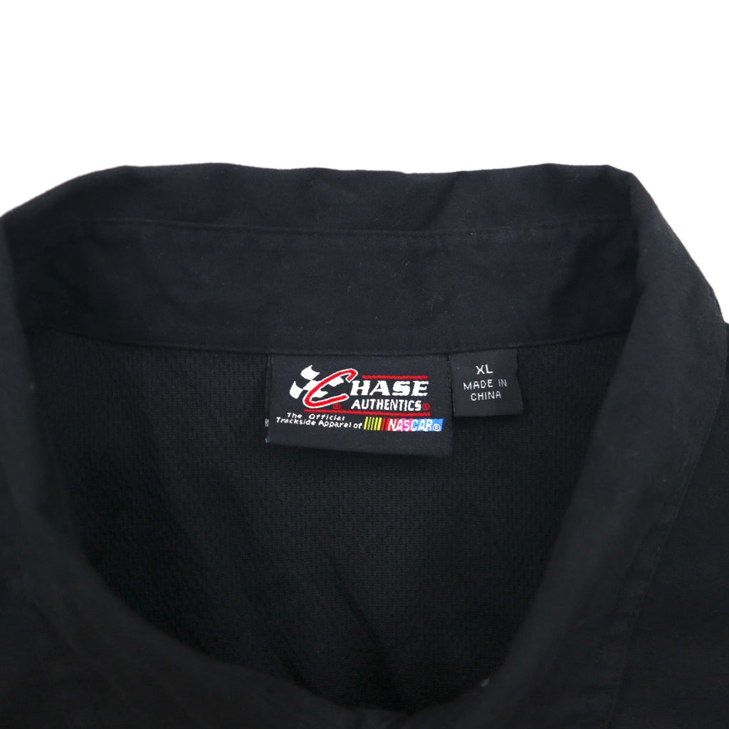 CHASE AUTHENTICS 半袖 レーシングシャツ XL ブラック コットン NASCAR スナップボタン