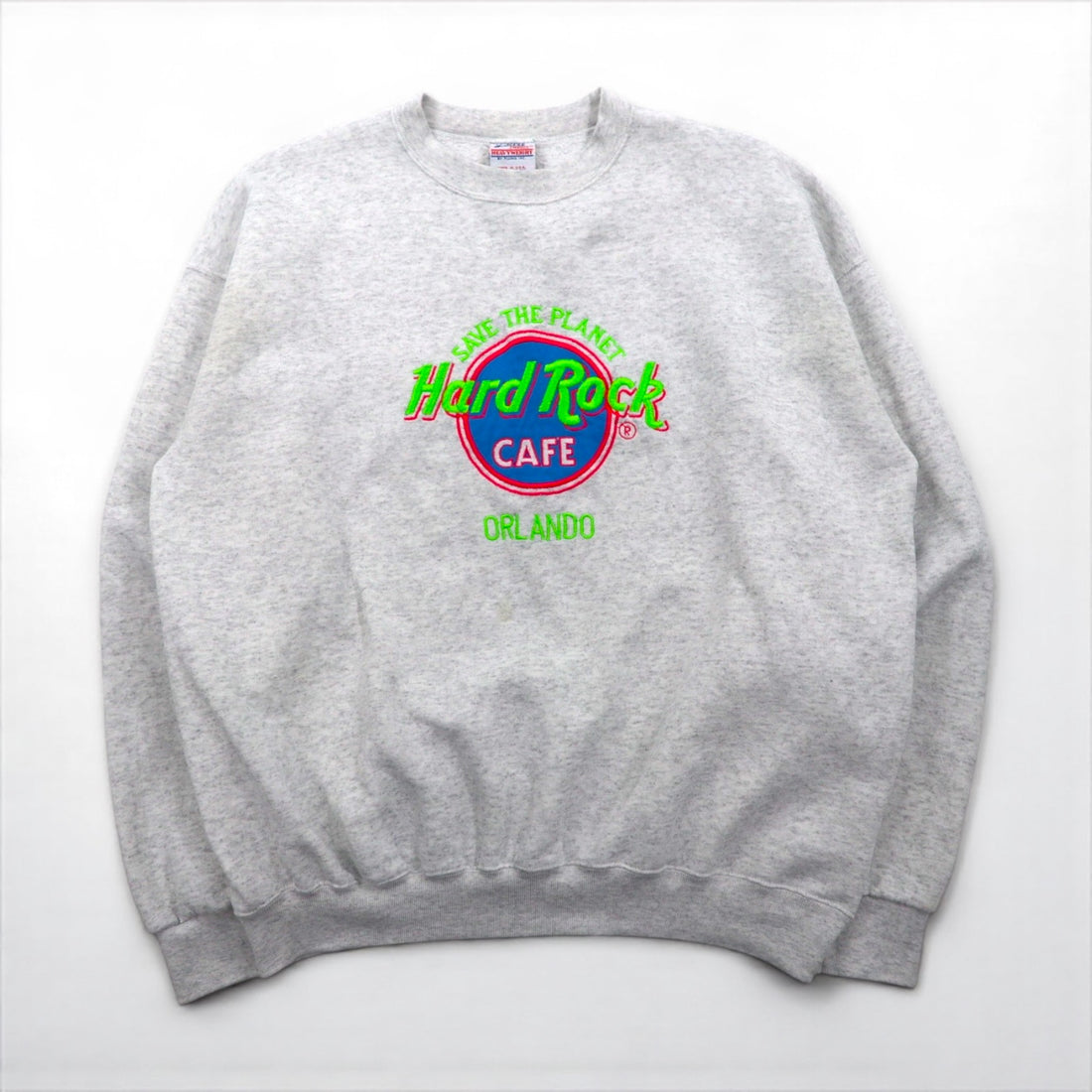 Hard Rock Cafe 90年代 USA製 ロゴ刺繍 スウェット トレーナー XL グレー SANTEE BY PLUMA