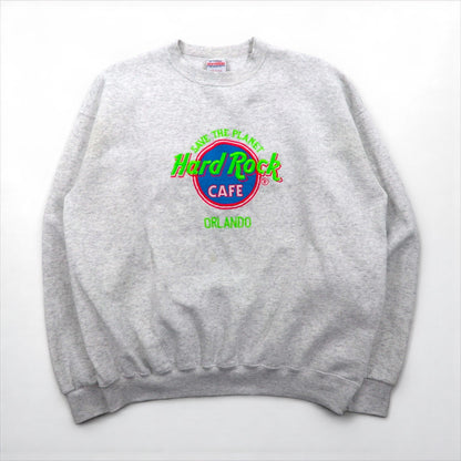 Hard Rock Cafe 90年代 USA製 ロゴ刺繍 スウェット トレーナー XL グレー SANTEE BY PLUMA