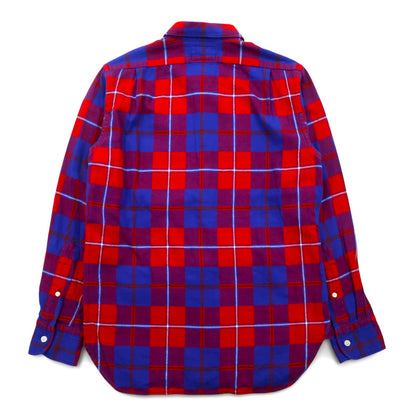 KATO' / AAA Round Collar Flannel Shirt S Red Blue Check Cotton Round Collar Made in Japan