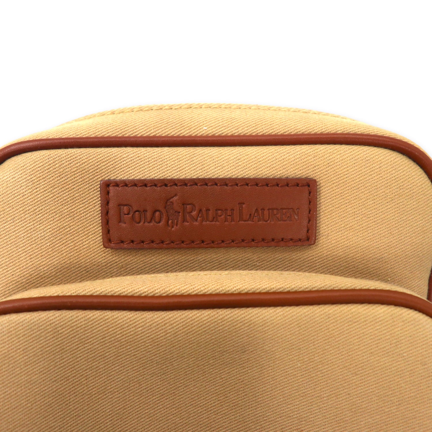 POLO RALPH LAUREN Shoulder Bag Pochette Beige Canvas Leather Switch Unused