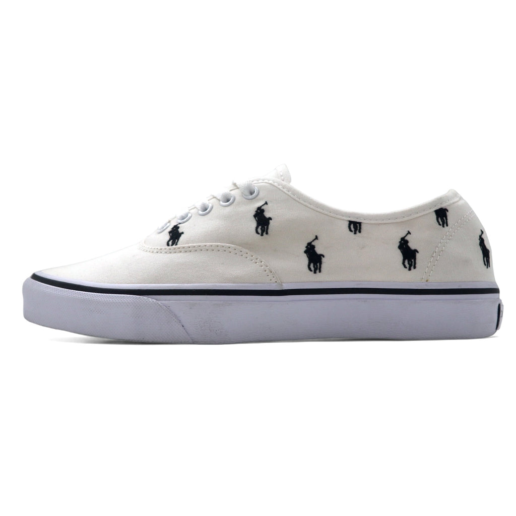日本然リトテ-古着オンライン-POLO RALPH LAUREN オールオーバーポニー スニーカー 26cm ホワイト コットン キャンバス 刺繍 KEATON PONY AOPP-POLO RALPH LAUREN All Over Pony Sneakers US8 White Cotton Canvas Embroidery KEATON PONY AOPP