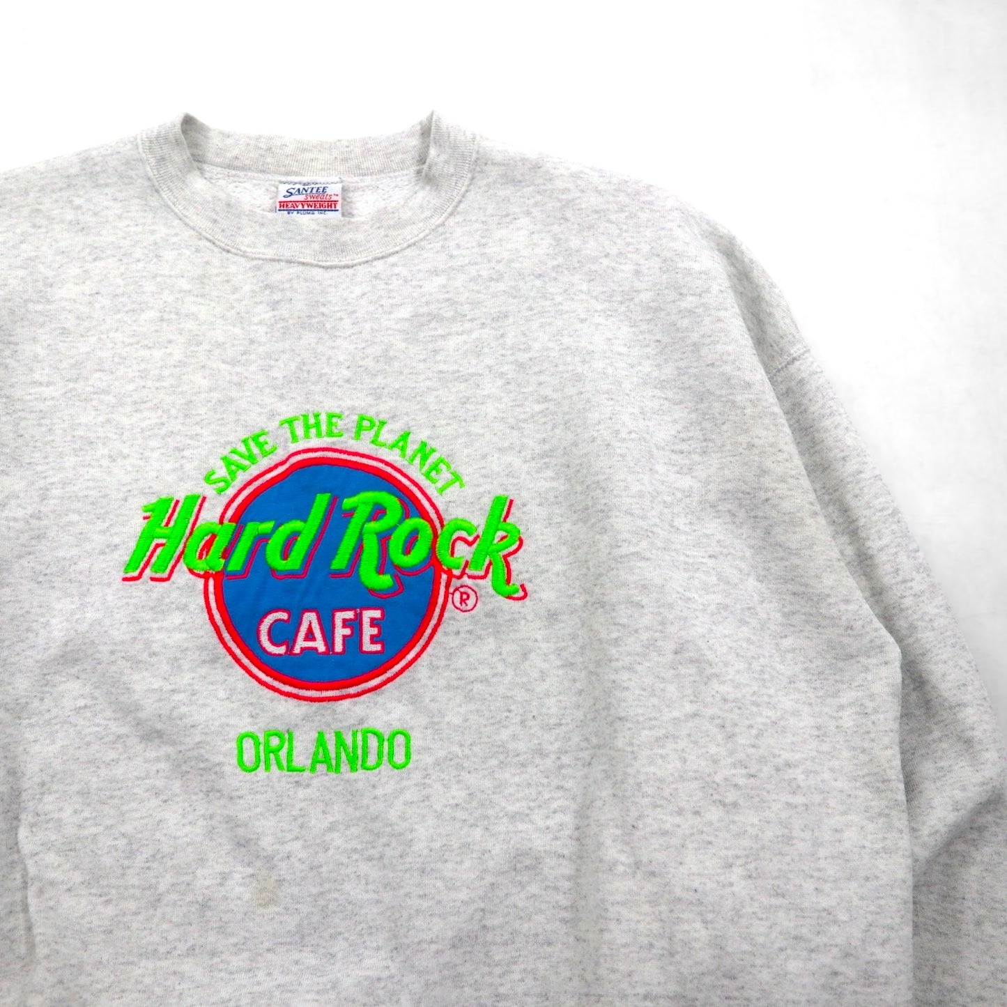 Hard Rock Cafe 90年代 USA製 ロゴ刺繍 スウェット トレーナー XL グレー SANTEE BY PLUMA