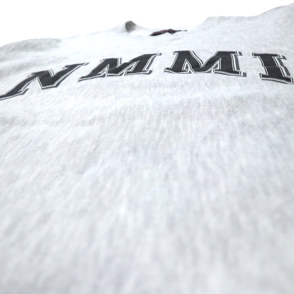 JAN SPORT USA made 90s reverse weave sweatshirt XXL grey cotton fleece lining NMMI (New Mexico Military Institute) arch logo big size