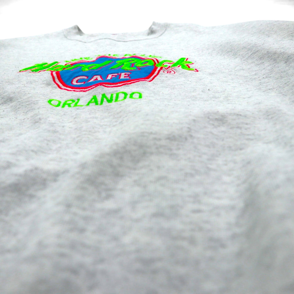 Hard Rock Cafe 90年代 USA製 ロゴ刺繍 スウェット トレーナー XL グレー SANTEE BY PLUMA