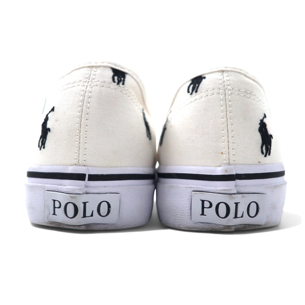 POLO RALPH LAUREN オールオーバーポニー スニーカー 26cm ホワイト コットン キャンバス 刺繍 KEATON PONY AOPP