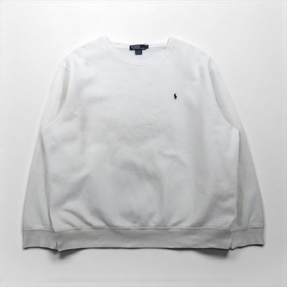 Polo Ralph Lauren 90s XL White Cotton Sweatshirt with Small Pony Embroidery