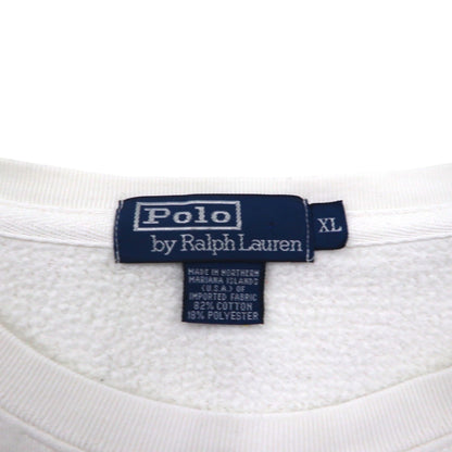 Polo Ralph Lauren 90s XL White Cotton Sweatshirt with Small Pony Embroidery