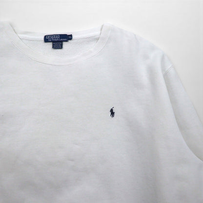 Polo Ralph Lauren 90s XL White Cotton Sweatshirt with Small Pony Embroidery