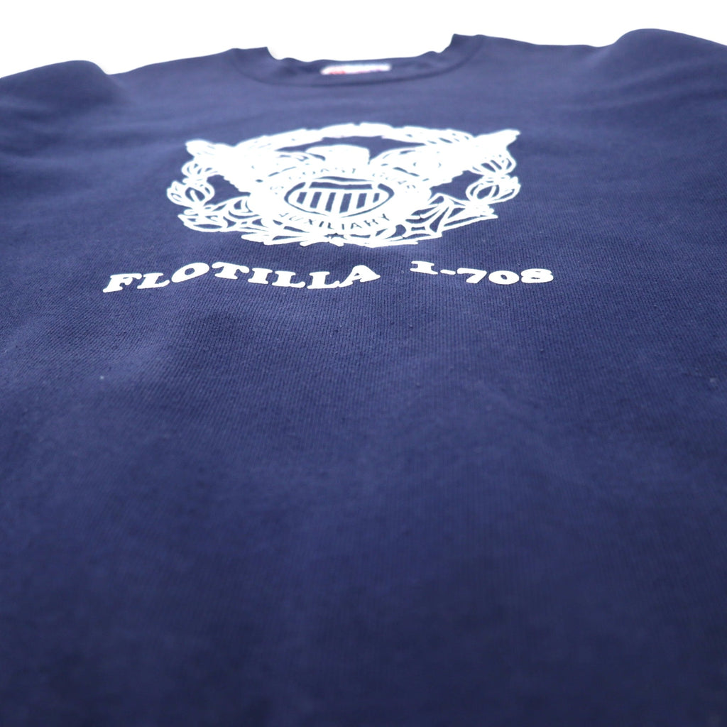 Hanes USA made 90s USCG print sweatshirt L navy cotton brushed back heavyweight big size