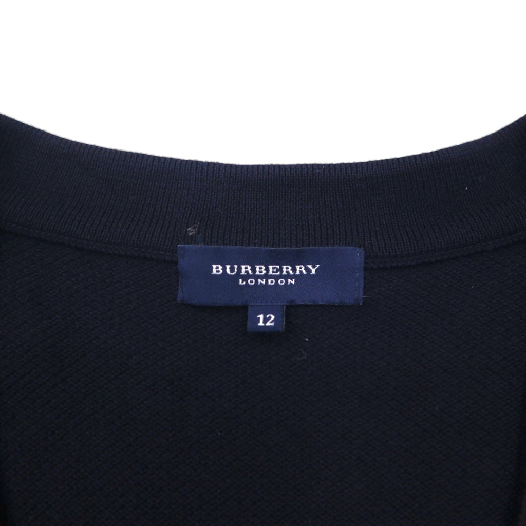 BURBERRY 鹿の子 Vネック ニット カーディガン XL ネイビー コットン