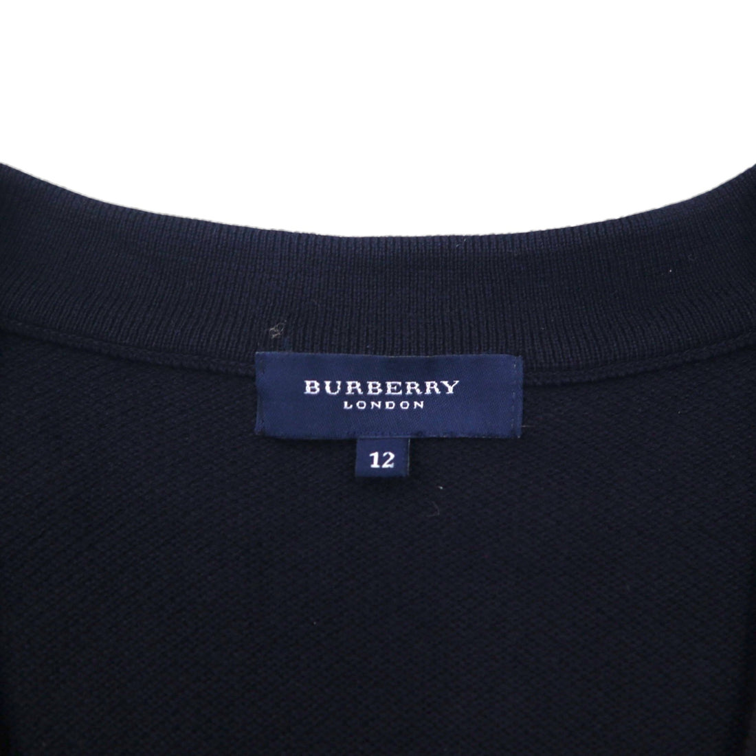 BURBERRY 鹿の子 Vネック ニット カーディガン XL ネイビー コットン