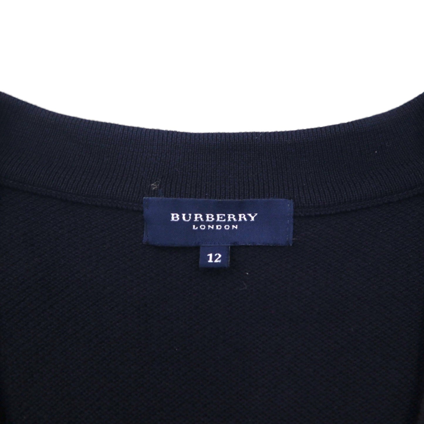 BURBERRY Pique V-Neck Knit Cardigan, XL, Navy, Cotton