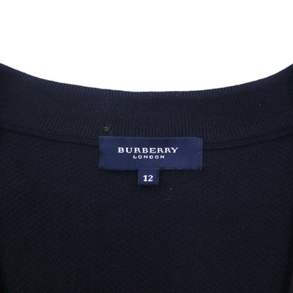 BURBERRY Pique V-Neck Knit Cardigan, XL, Navy, Cotton