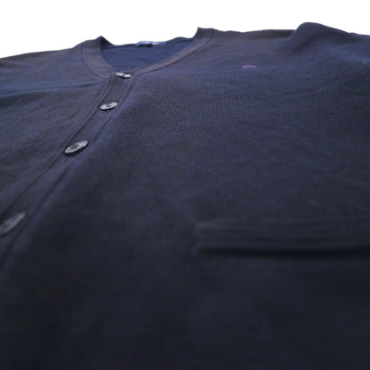 BURBERRY Pique V-Neck Knit Cardigan, XL, Navy, Cotton
