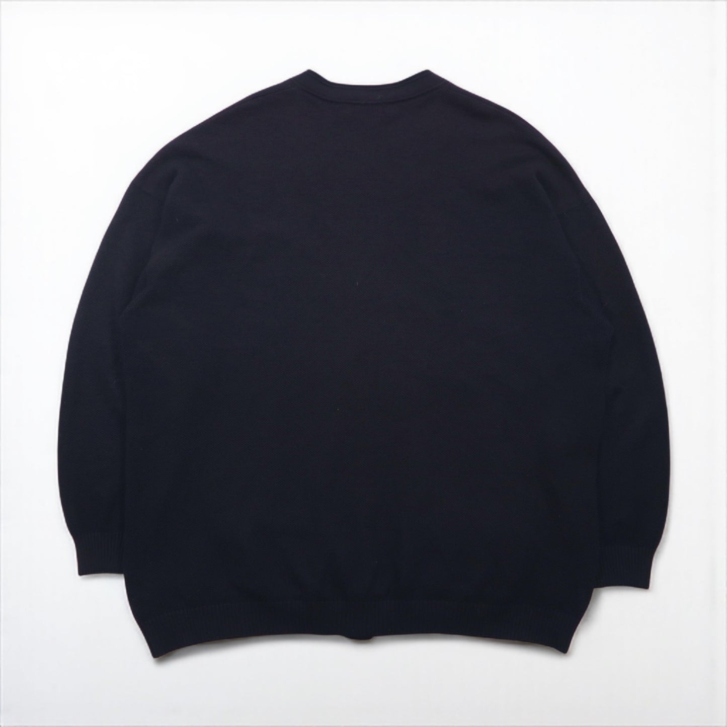 BURBERRY Pique V-Neck Knit Cardigan, XL, Navy, Cotton