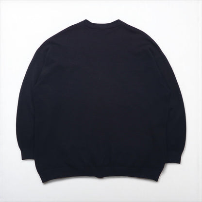 BURBERRY Pique V-Neck Knit Cardigan, XL, Navy, Cotton