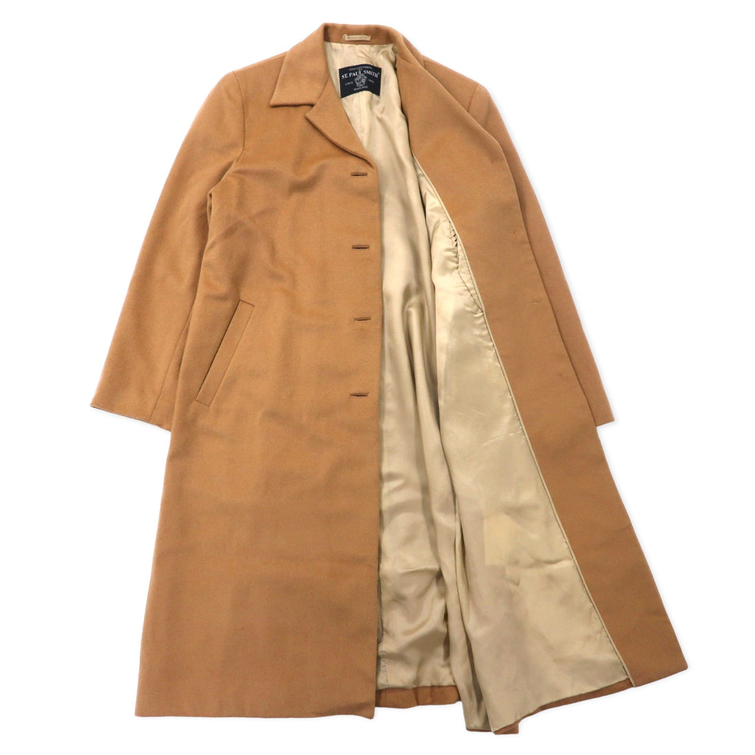 ST. PAUL SMITH Cashmere Balmac Coat L Beige Wool