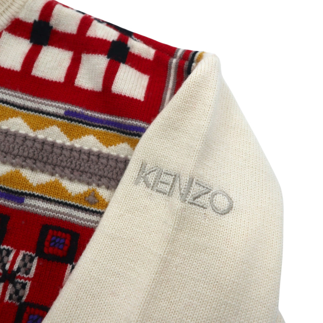 KENZO GOLF 90年代 総柄 ニット セーター L クリーム ウール