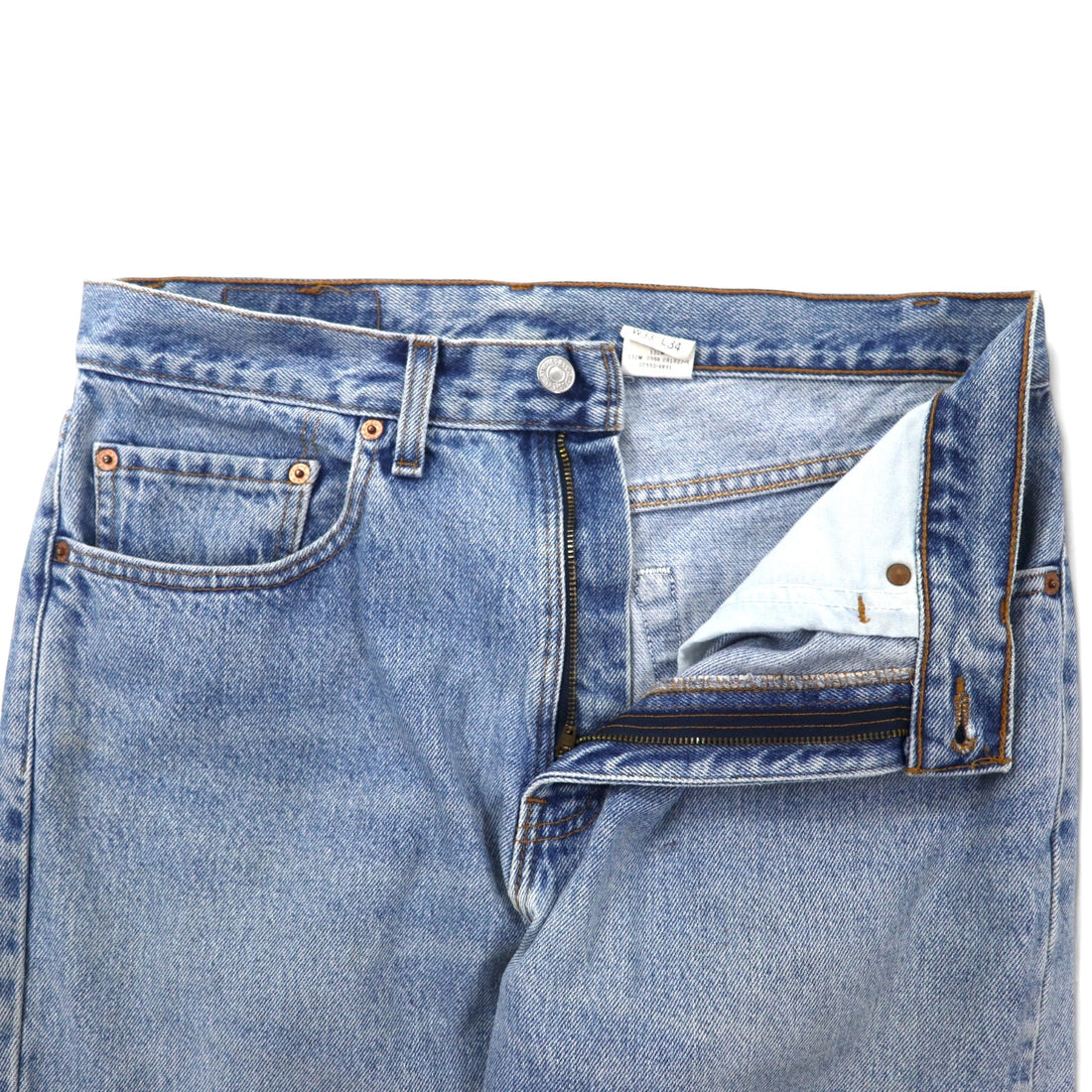 Levi's USA Made 90s 550 Relaxed Fit Tapered Denim Pants Size 33 Blue Ice Wash Cotton Zipper Fly Relaxed Tapered Leg Jeans 550-4891
