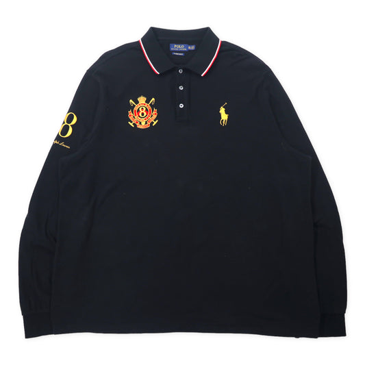 日本然リトテ-古着オンライン-POLO RALPH LAUREN 長袖ポロシャツ ラガーシャツ XXL ブラック コットン エンブレムロゴ ポニー刺繍 CUSTOM SLIM FIT ビッグサイズ-POLO RALPH LAUREN Long Sleeve Poro Shirt RUGBY SHIRT XXL Black Cotton Emblem Pony Embroidery Custom Fit Big Size