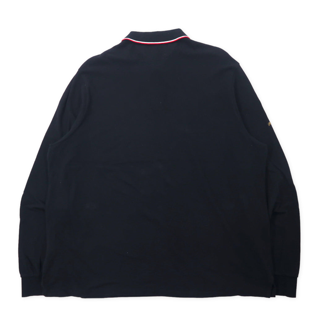 POLO RALPH LAUREN 長袖ポロシャツ ラガーシャツ XXL ブラック コットン エンブレムロゴ ポニー刺繍 CUSTOM SLIM FIT ビッグサイズ