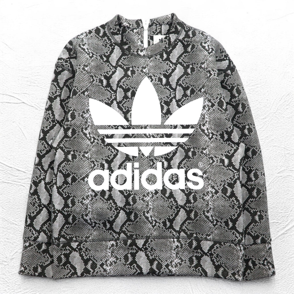 adidas Originals by HYKE スウェット CREW SWEATSHIRT Python S グレー パイソン 総柄 アニマル