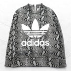 adidas Originals by HYKE スウェット CREW SWEATSHIRT Python S グレー パイソン 総柄 アニマル