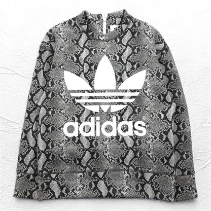 adidas Originals by HYKE スウェット CREW SWEATSHIRT Python S グレー パイソン 総柄 アニマル