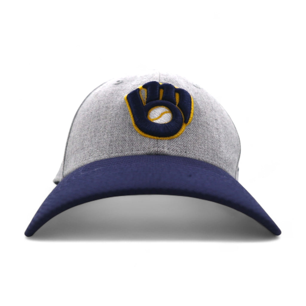 NEW ERA Two-Tone Baseball Cap, M/L, Gray/Navy, MLB Milwaukee Brewers