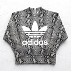adidas Originals by HYKE スウェット CREW SWEATSHIRT Python S グレー パイソン 総柄 アニマル
