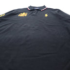 POLO RALPH LAUREN 長袖ポロシャツ ラガーシャツ XXL ブラック コットン エンブレムロゴ ポニー刺繍 CUSTOM SLIM FIT ビッグサイズ