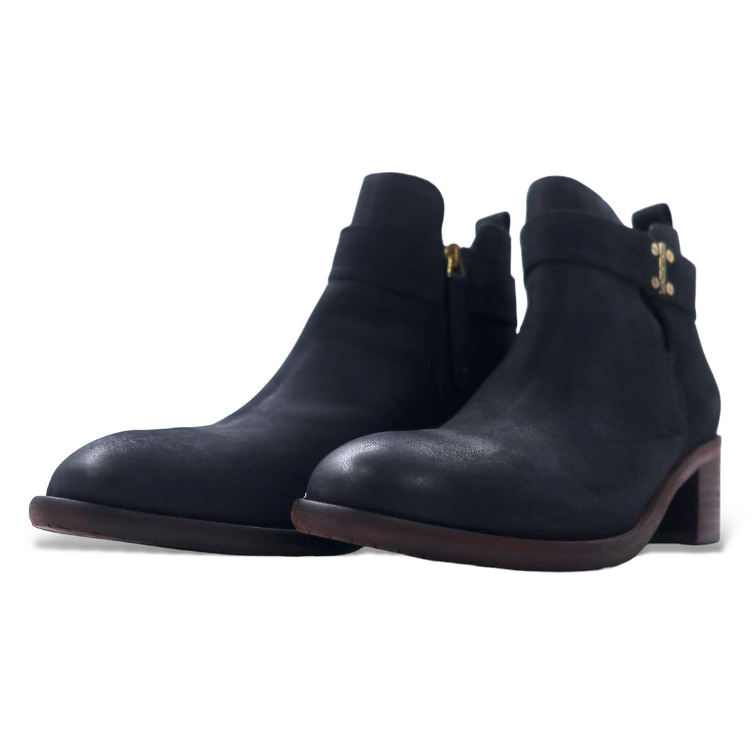TOMMY HILFIGER Nubuck Leather Short Boots Booties 23.5cm Side Zip ARISON F1285