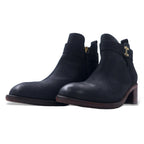 TOMMY HILFIGER Nubuck Leather Short Boots Booties 23.5cm Side Zip ARISON F1285