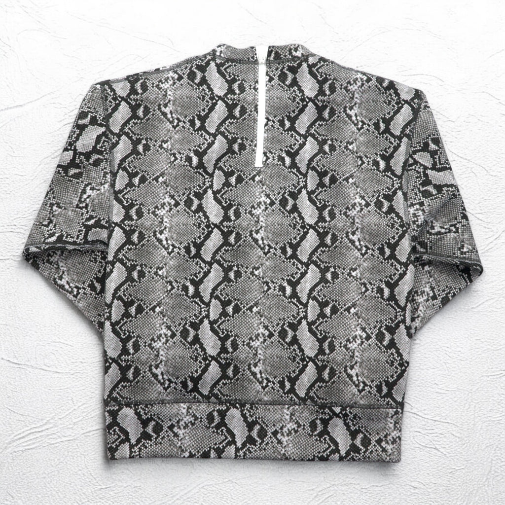 adidas Originals by HYKE スウェット CREW SWEATSHIRT Python S グレー パイソン 総柄 アニマル