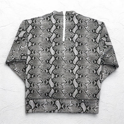 adidas Originals by HYKE スウェット CREW SWEATSHIRT Python S グレー パイソン 総柄 アニマル